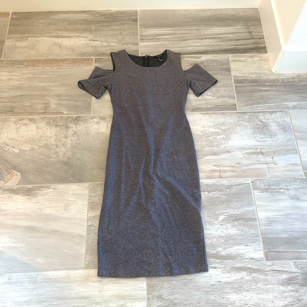 Midi dress with cutout shoulders and lower back. Size Small. Unworn.